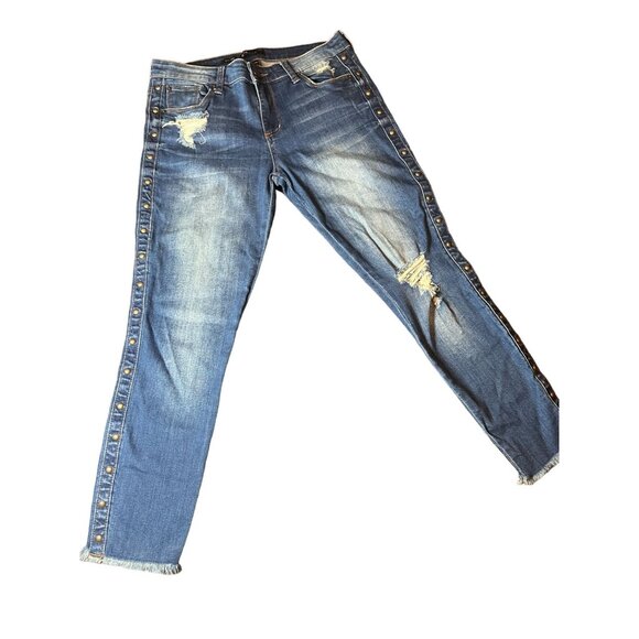 STS Blue Emma Crop Jeans Womens Size 29 Distressed Studded Denim - Picture 1 of 10